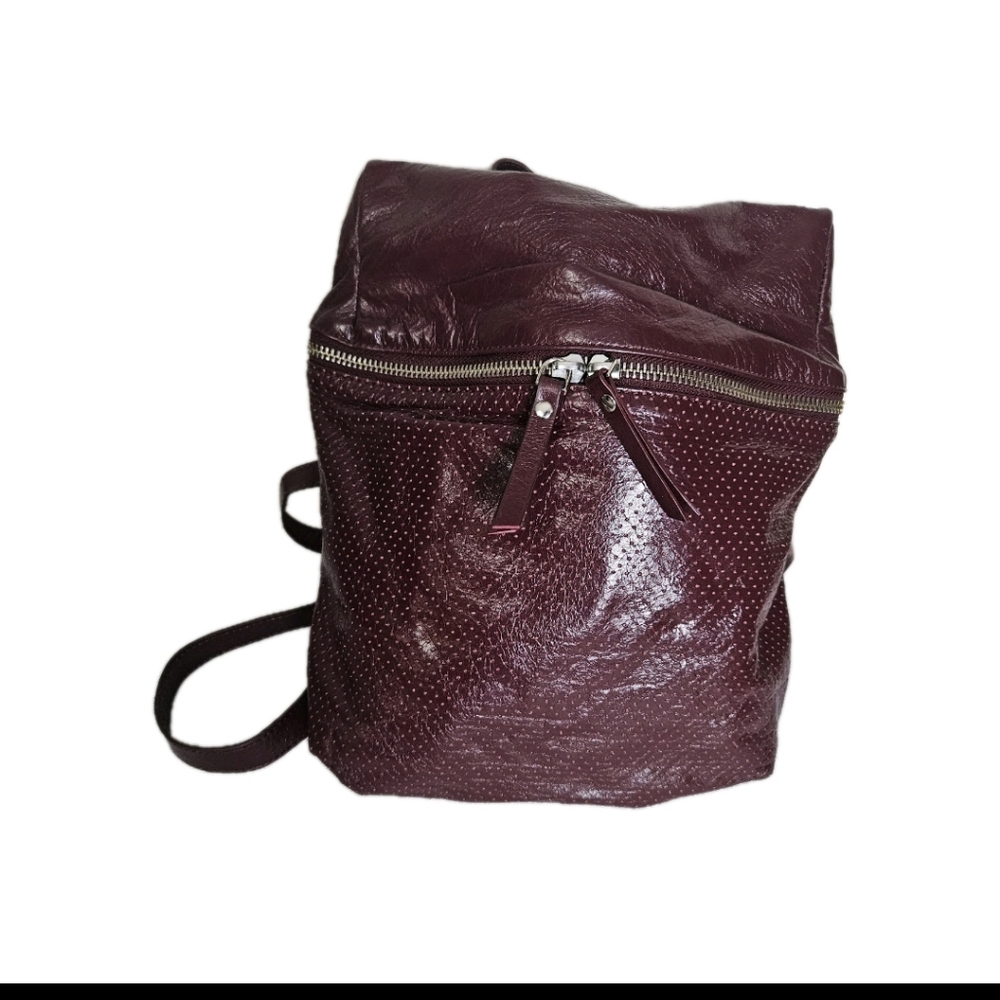 Latico NJ - USA Soft Leather Burgundy Dots Glazed  Backpack Purse Made In India - Picture 7 of 7